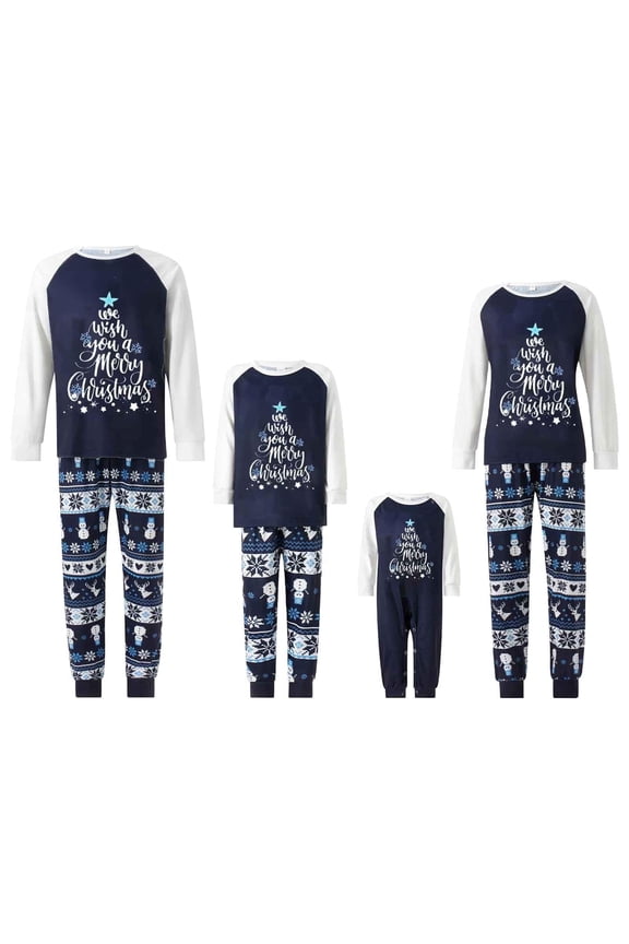 Parent-Child Christmas Pajamas Set for Family Matching, Romper/Long Sleeve Letter Print Tops and Striped Pants Suit for Kid Dad Mom Holiday Sleepwear