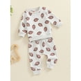 thumbnail image 1 of Jaweiwi Toddler Baby Boy Football Print Pants Clothes Set 6 12 18 24 Months 2T 3T Long Sleeve Round Neck Sweatshirt Drawstring Pockets Long Pants Outfits, 1 of 9