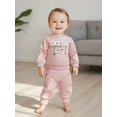 thumbnail image 1 of Jaweiwi Toddler Baby Girl Fall Outfits with 3D Flower 6 12 18 24 Months 2T 3T 4T  Long Sleeve Round Neck Pullover + Elastic Waist Long Pants 2 Pcs Clothes Set, 1 of 9