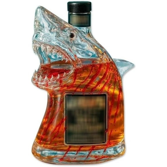 Whiskey Bottle, Shark Whiskey Bottle, Unique Transparent Engraved Animal Shape Glass, For Every Fan and Collector, Father's Day Gift Ideas