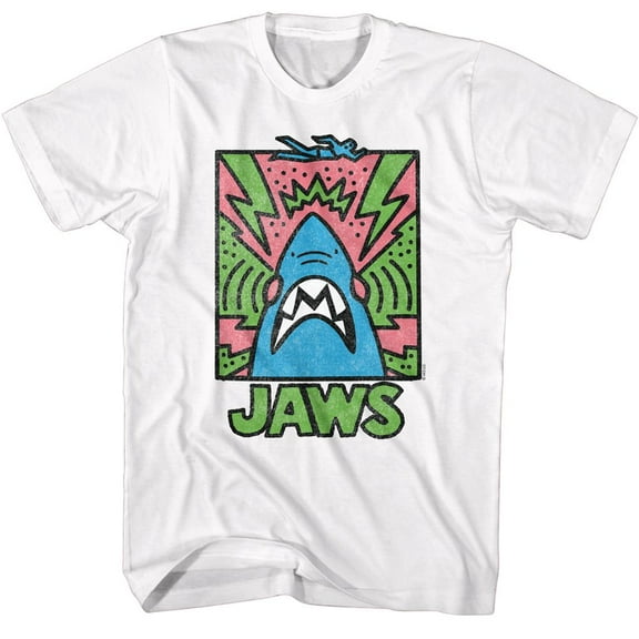 Jaws Abstract Doodle White T-Shirt