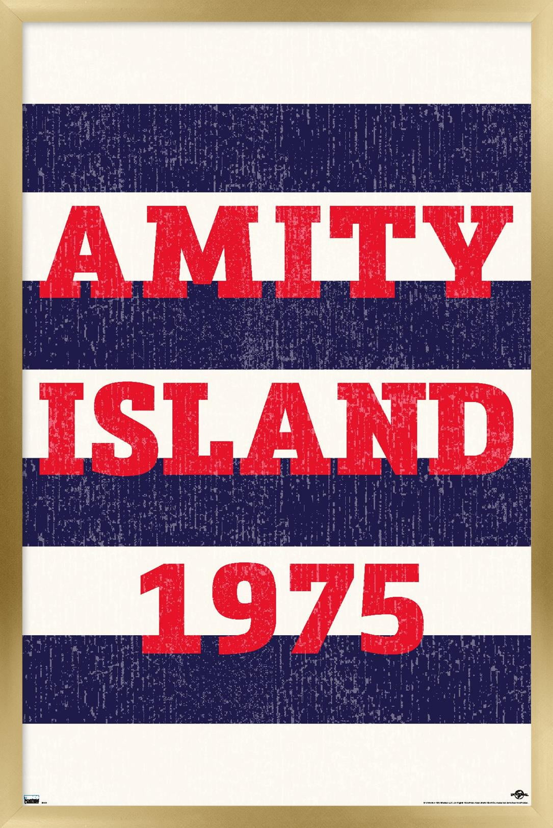Jaws - Amity Island 1975 Wall Poster, 14.725" x 22.375", Framed