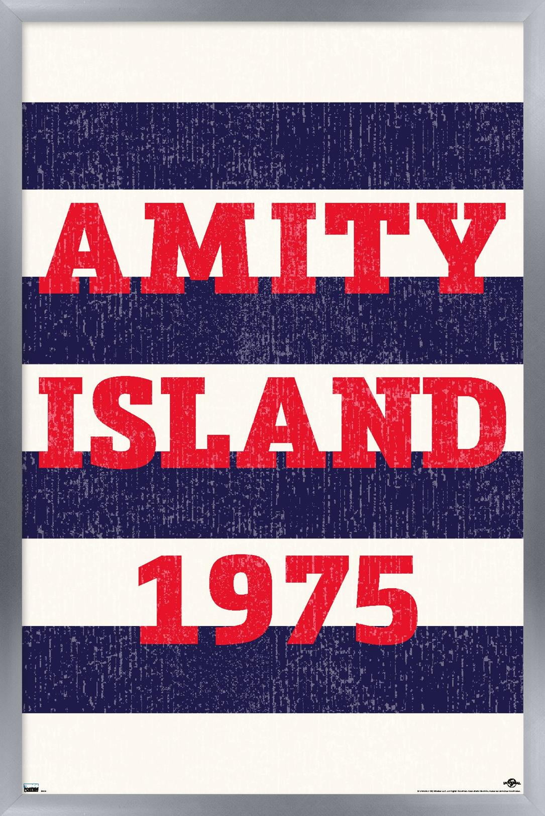 Jaws - Amity Island 1975 Wall Poster, 22.375" x 34", Framed