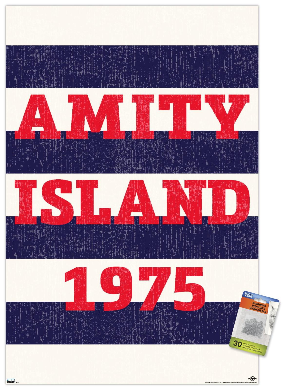 Jaws - Amity Island 1975 Wall Poster with Pushpins, 22.375" x 34"