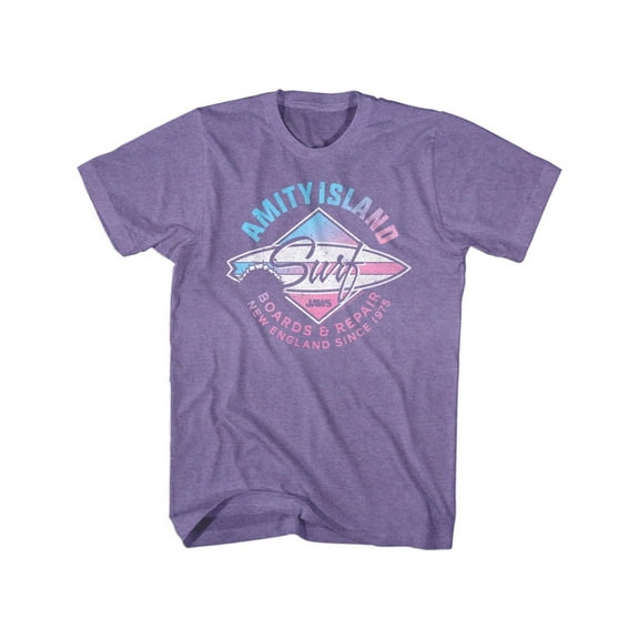 Jaws Amity Island Surf Purple Heather Adult T-Shirt