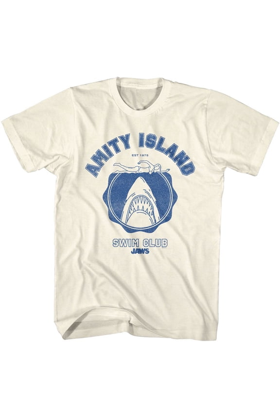 Jaws Amity Island Swim Club Natural Adult T-Shirt