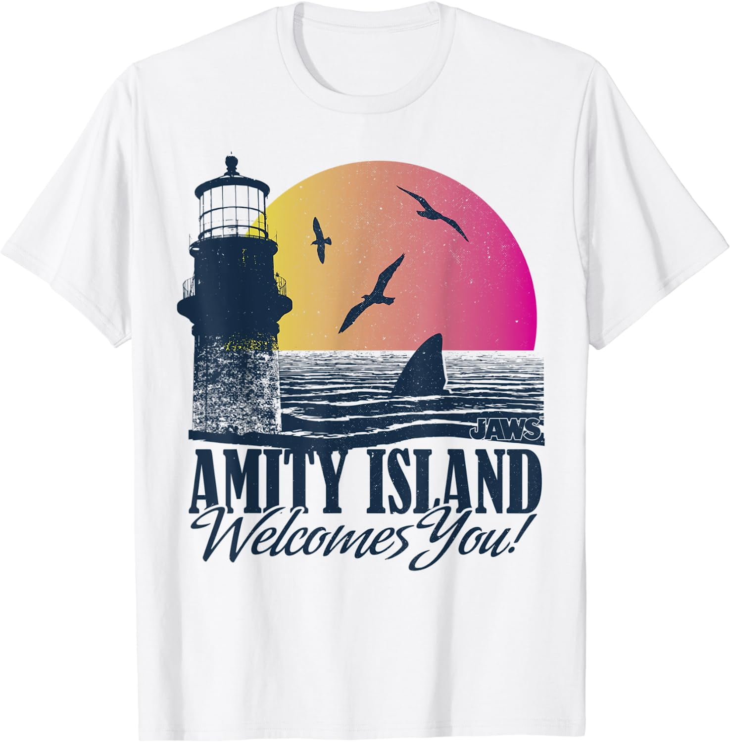 Jaws Amity Island Welcomes You Sunset T Shirt