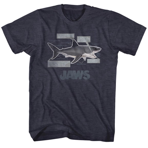 Jaws Anatomy Navy Heather Adult T-Shirt