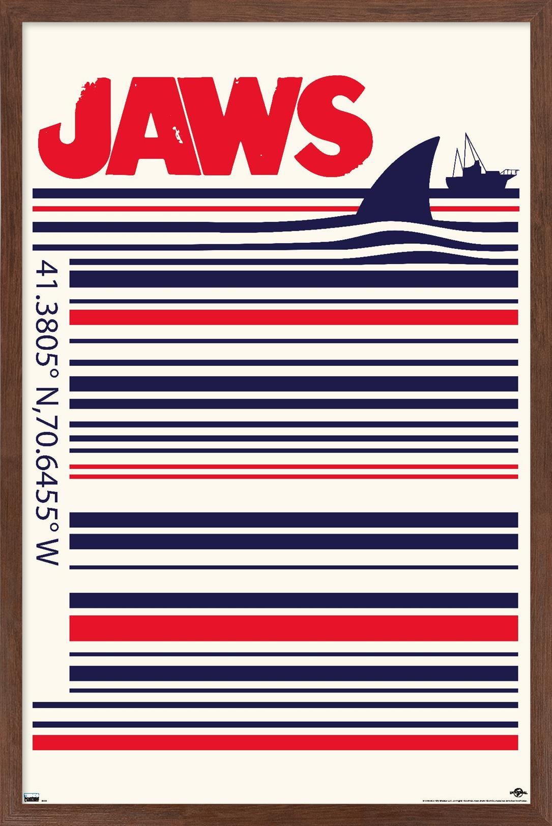 Jaws - Barcode Wall Poster, 14.725" x 22.375", Framed