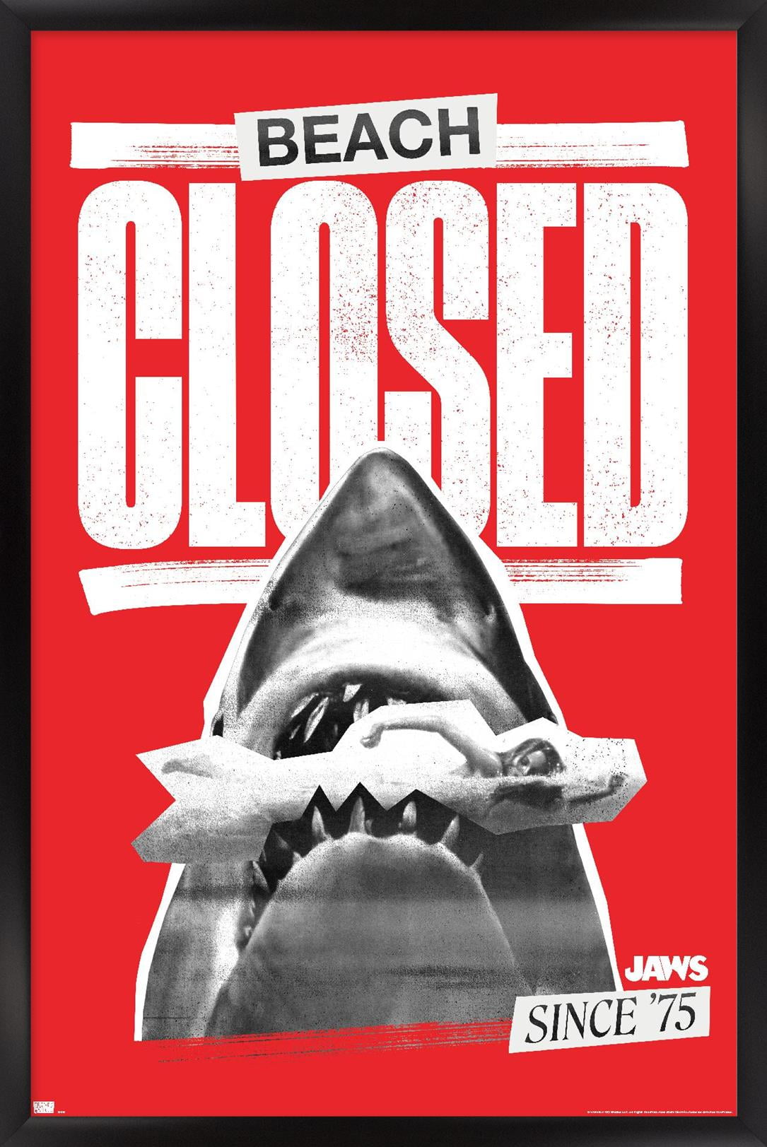 Jaws - Beach Closed Wall Poster, 22.375" x 34" Framed - Walmart.com