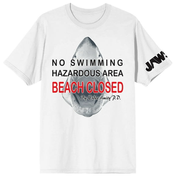 Jaws Beach Closed Warning Women's White Short Sleeve Tee-XS