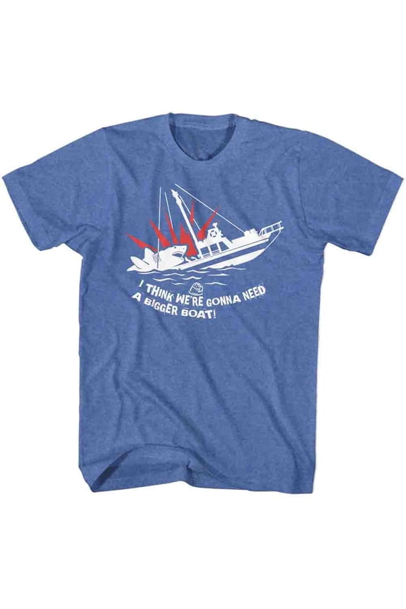 Jaws Bigger Boat Royal Heather Adult T-Shirt