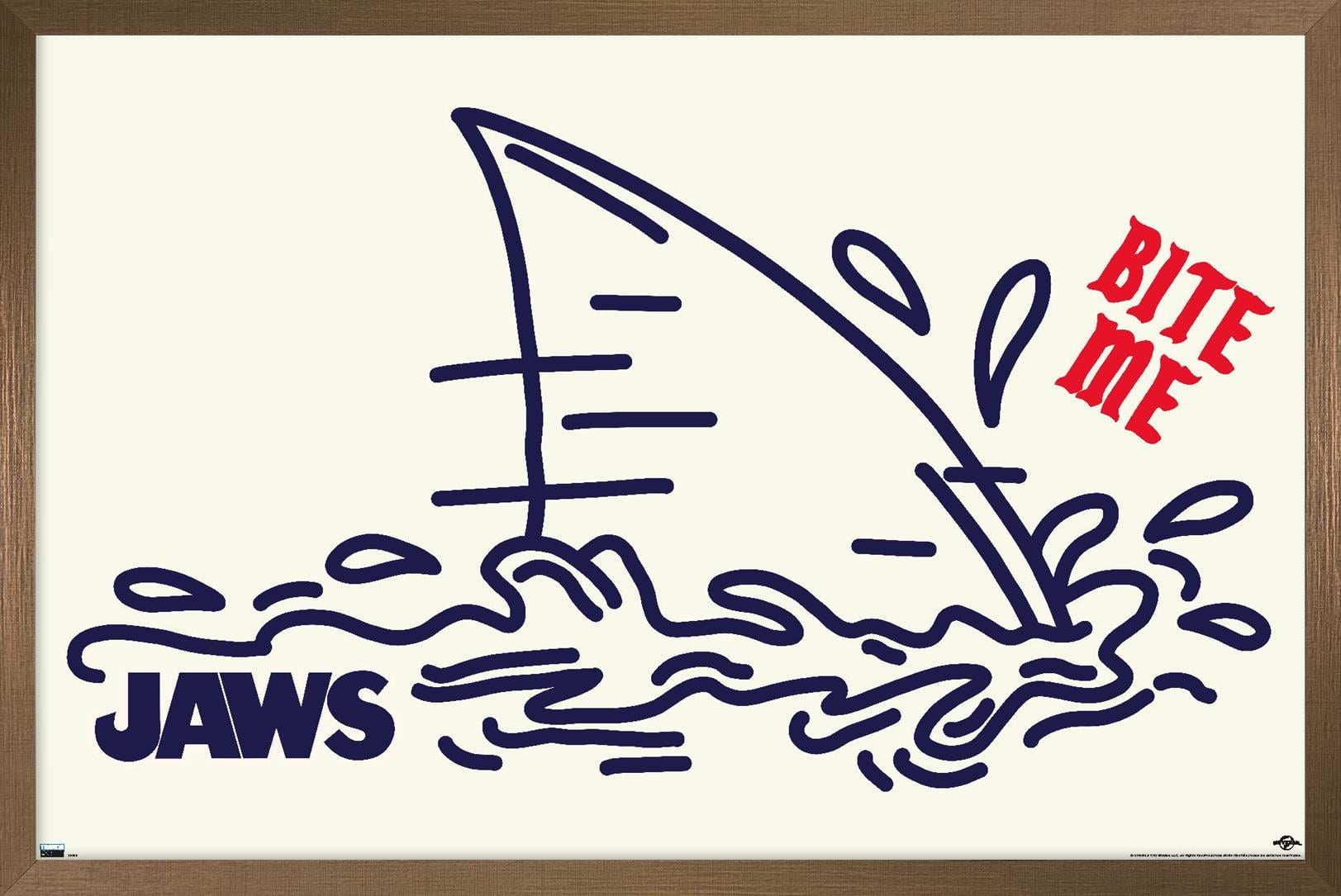 Jaws - Bite Me Wall Poster, 14.725" x 22.375", Framed
