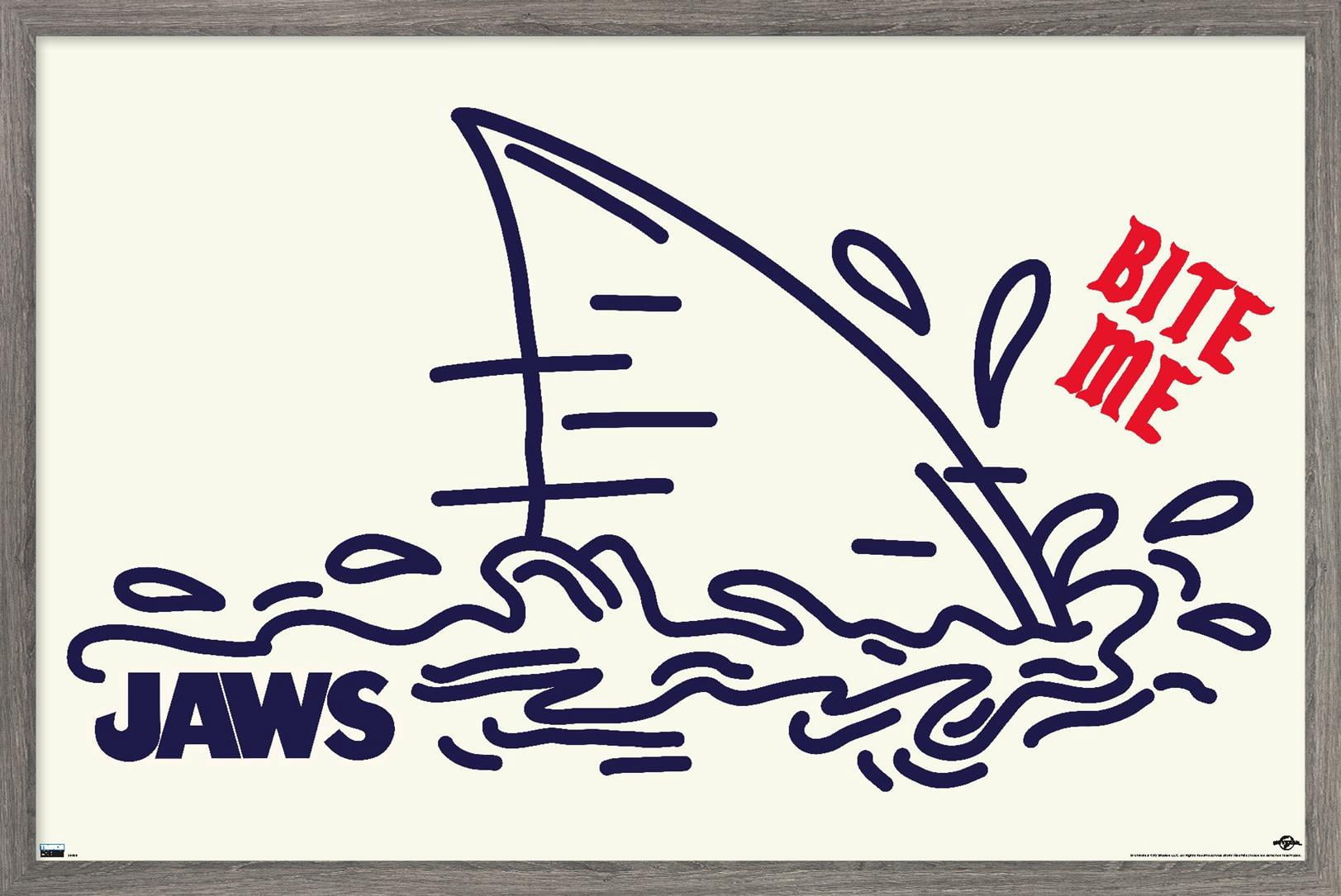 Jaws - Bite Me Wall Poster, 14.725" x 22.375", Framed