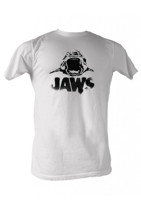 Jaws Black Logo White Adult T-Shirt