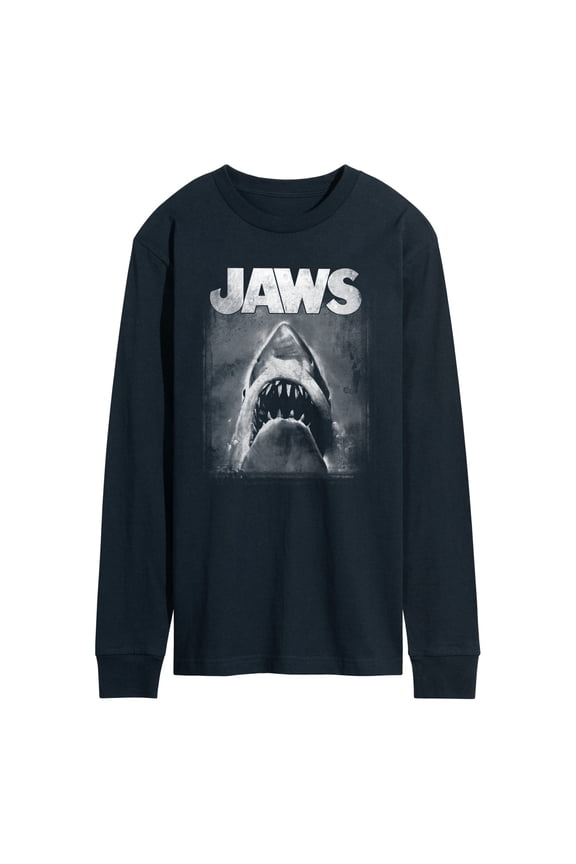 - Black and White Shark - Men's Long Sleeve Graphic T-Shirt