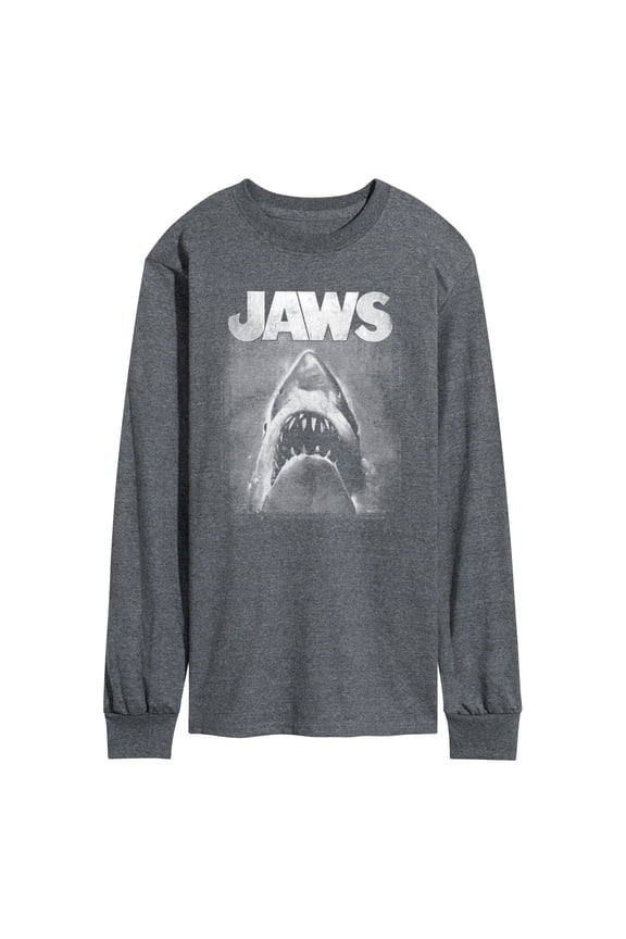 - Black and White Shark - Men's Long Sleeve Graphic T-Shirt