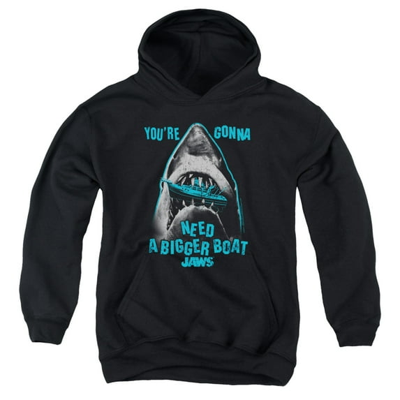 Jaws Boat In Mouth Youth Pullover Hoodie Sweatshirt Black