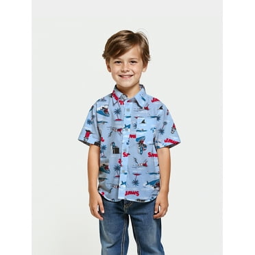 Jaws Boys' Print Button Up Shirt, Sizes 4-18
