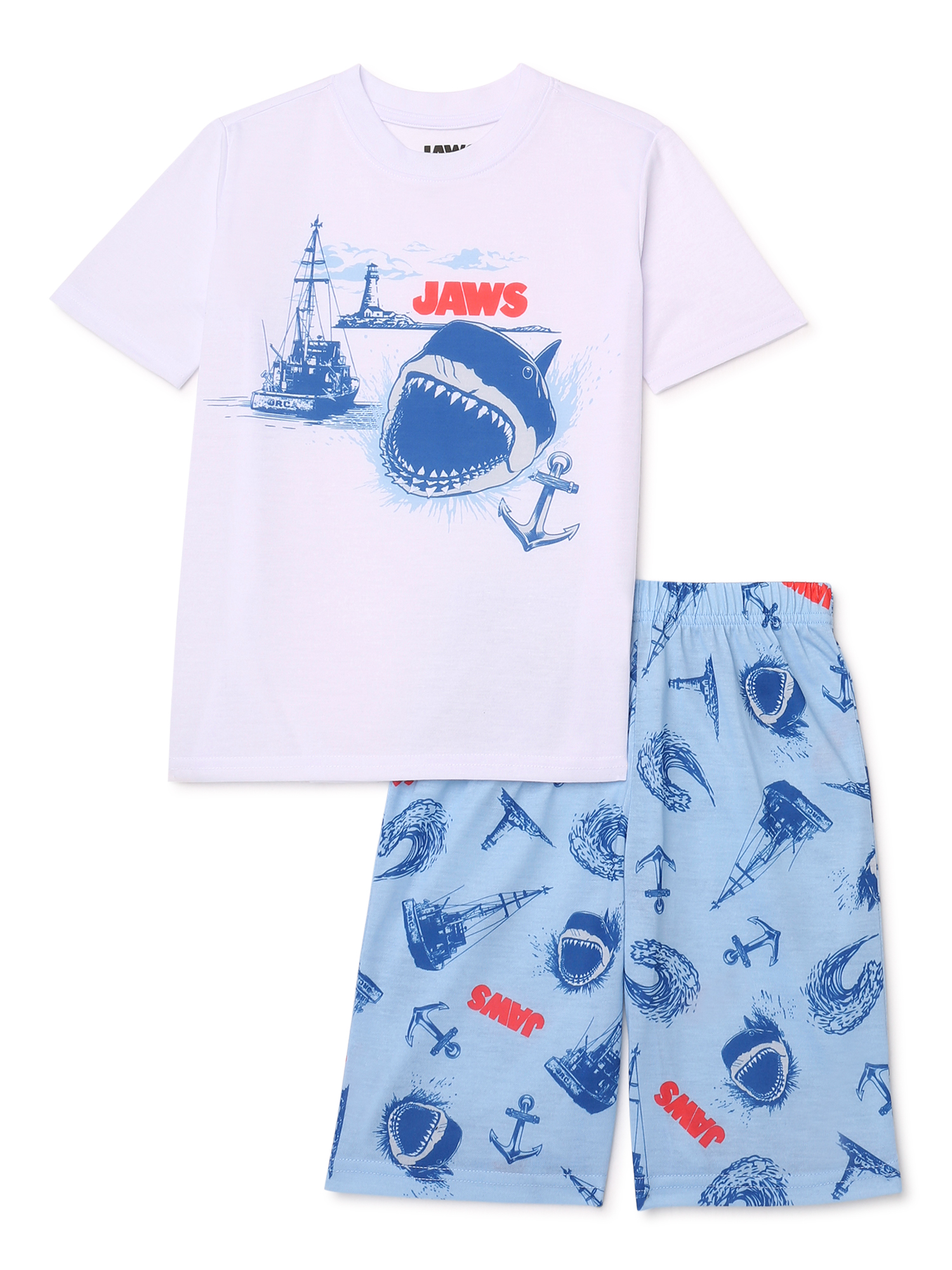 Jaws Boys Short Sleeve T-Shirt and Shorts Pajama Set, 2-Piece, Sizes 4-12 - image 1 of 3