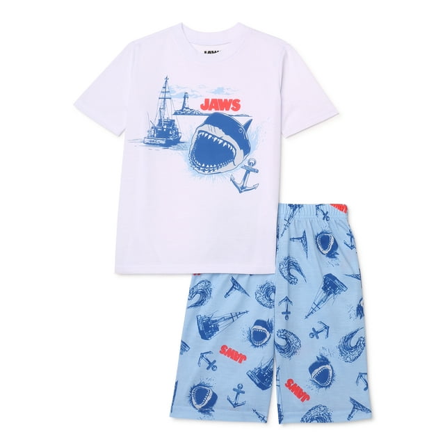 Jaws Boys Short Sleeve T-Shirt and Shorts Pajama Set, 2-Piece, Sizes 4-12