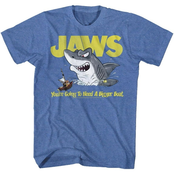 Jaws Cartoon Royal Heather Adult T-Shirt