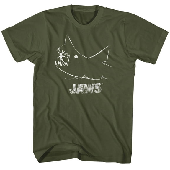 Jaws Chalkboard Military Green Adult T-Shirt