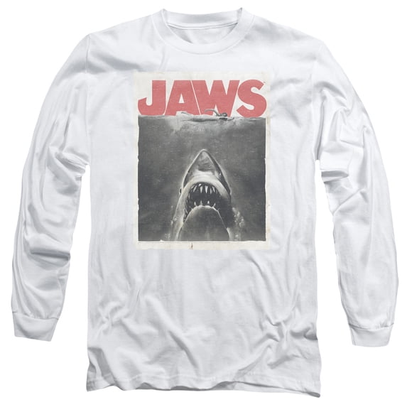 Jaws Classic Fear Long Sleeve T-Shirt Adult 18/1 White