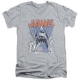 thumbnail image 1 of Jaws Comic Splash S/S Adult V-Neck T-Shirt 30/1 Athletic Heather, 1 of 1