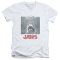 thumbnail image 1 of Jaws Distressed Jaws S/S Adult V-Neck 30/1 T-Shirt White, 1 of 1