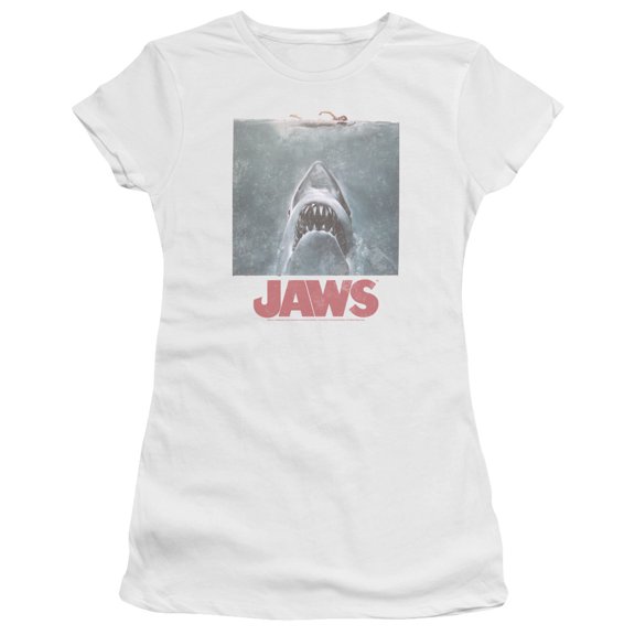 Jaws Distressed Jaws S/S Junior Women's T-Shirt Sheer White