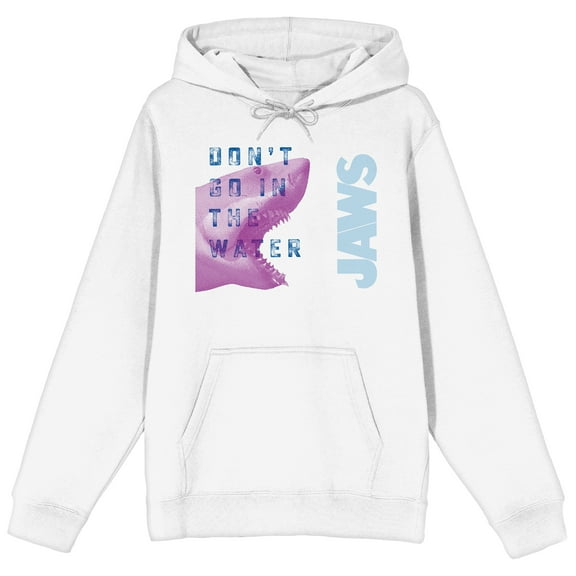 Jaws Don't Go in the Water Men's White Graphic Hoodie-Medium