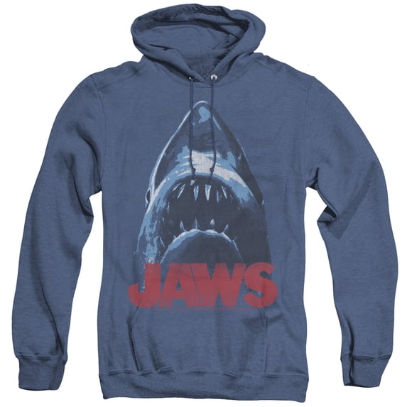Jaws From Below Adult Heather Hoodie Sweatshirt Royal Blue