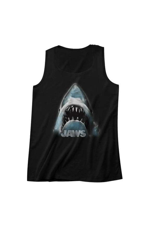 Jaws Head Logo Black Adult Tank Top T-Shirt