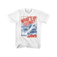 thumbnail image 1 of Jaws Thriller Movie What's Up Chums Shark ImageVintage Distressed Look Adult Short Sleeve T-Shirt Graphic Tee, 1 of 2