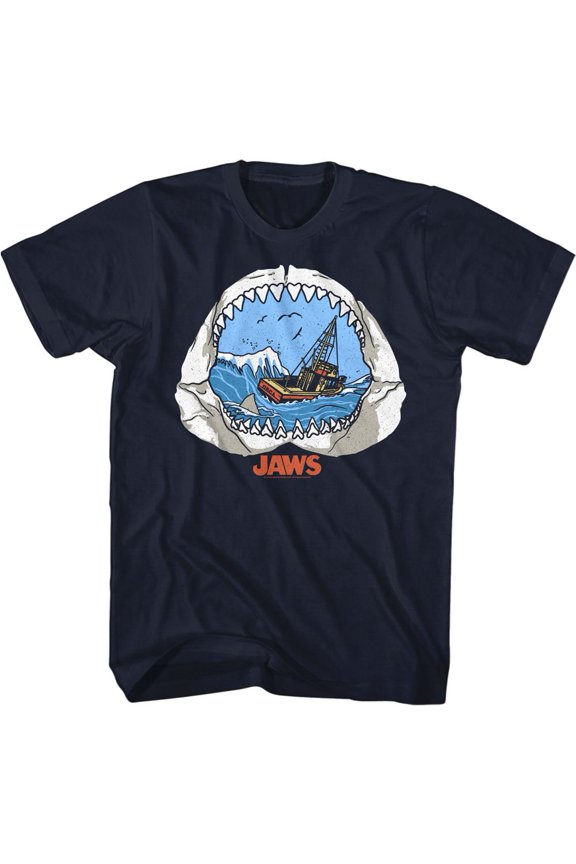 Jaws Jaw View Navy Adult T-Shirt