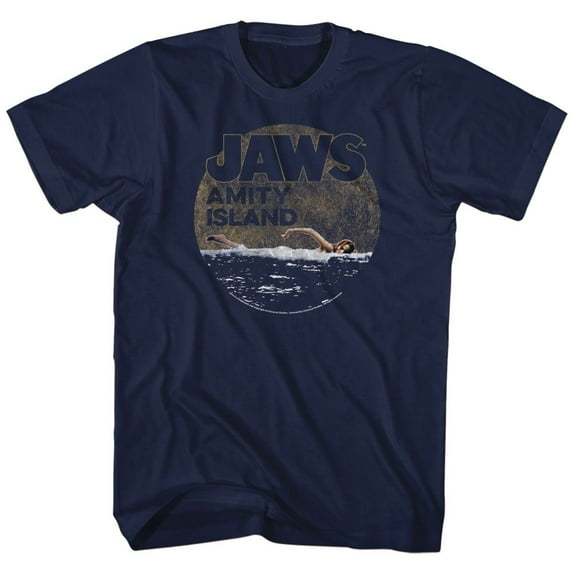 Jaws Late Swim Navy Adult T-Shirt 4Xl