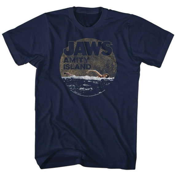Jaws Late Swim Navy Adult T-Shirt