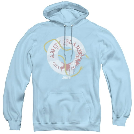 Jaws Life Preserver Adult Pullover Hoodie Sweatshirt Light Blue