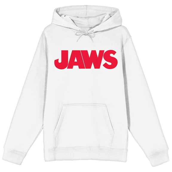 Jaws Logo Women's White Hooded Sweatshirt-Small