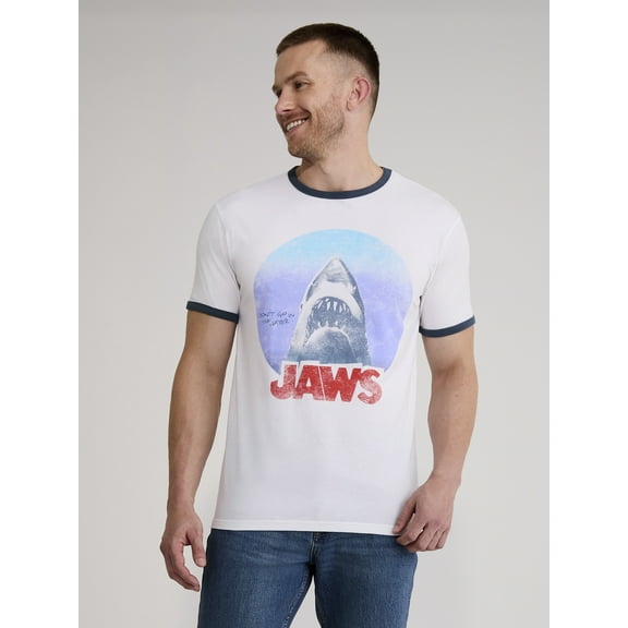 Jaws Men's & Big Men's Ringer Graphic Tee, Sizes S-3XL