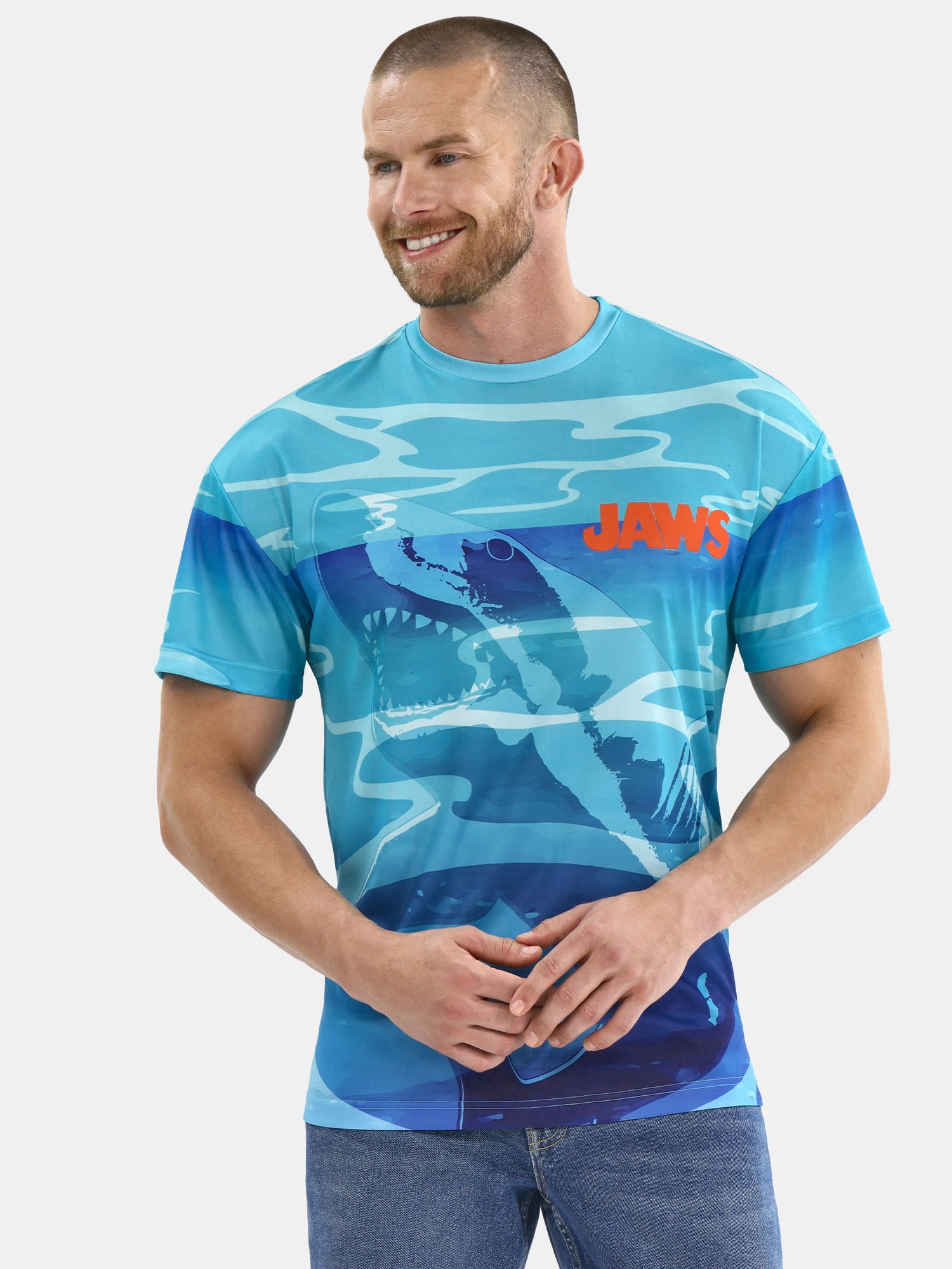 Jaws Men's and Big Men's Graphic Tee with Short Sleeves, Sizes S-3XL
