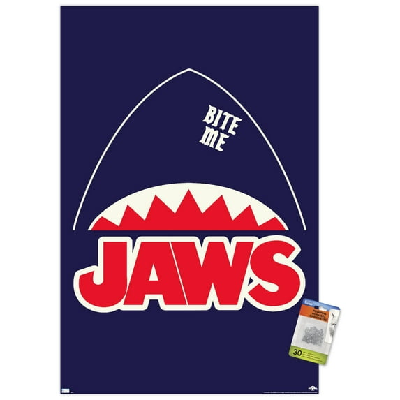 Jaws - Minimalist Logo Wall Poster with Pushpins, 22.375" x 34"