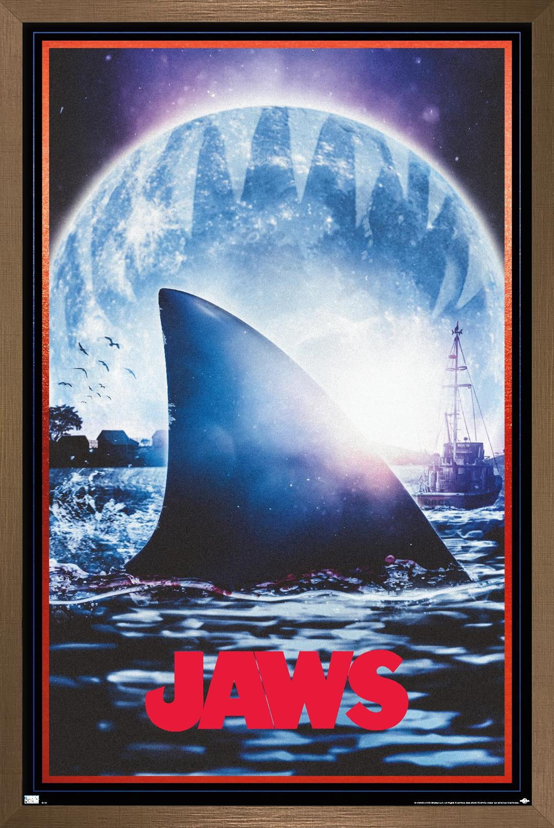 Jaws - Moon One Sheet Wall Poster, 14.725" x 22.375" Framed