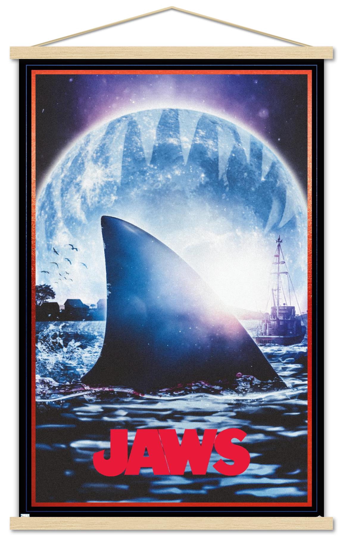 Jaws - Moon One Sheet Wall Poster with Magnetic Frame, 22.375" x 34"