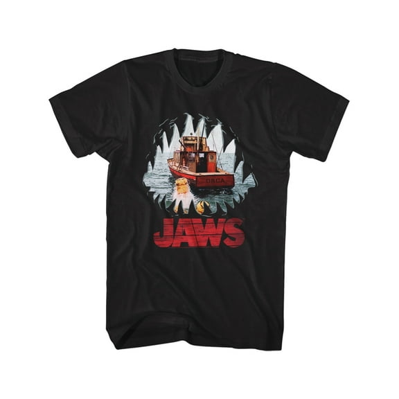 Jaws Mouth Black Adult T-Shirt