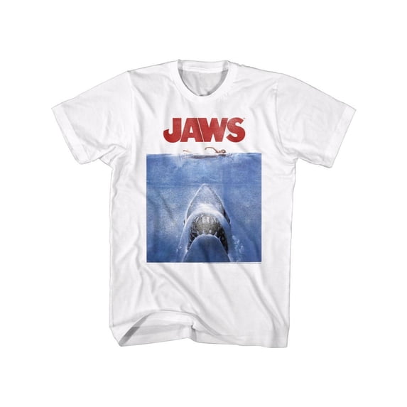 Jaws Movie Faded Vintage Poster Image Adult Short Sleeve T-Shirt Graphic Tee