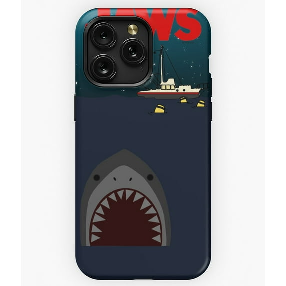 Jaws Movie Fan Art Shark and Boat at Midnight A11762 Phone Case for iPhone 11 to 17 Pro Max