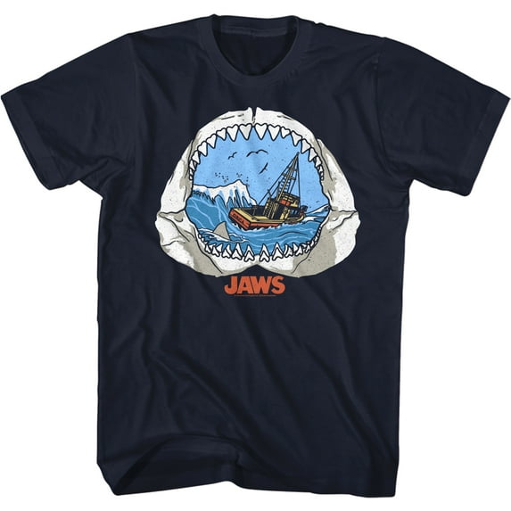 Jaws Jaw View Navy Adult T-Shirt 4Xlt