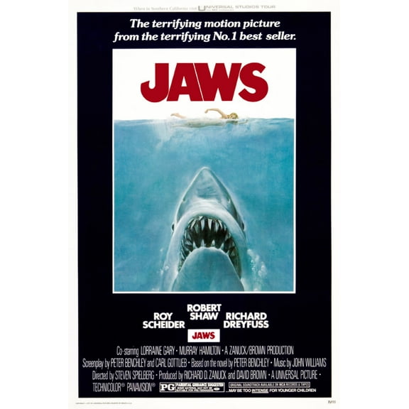 Jaws Movie Poster Metal Plaque 8inx12in Art Print on Metal 8x12 Multi-Color Square Adults Poster Time